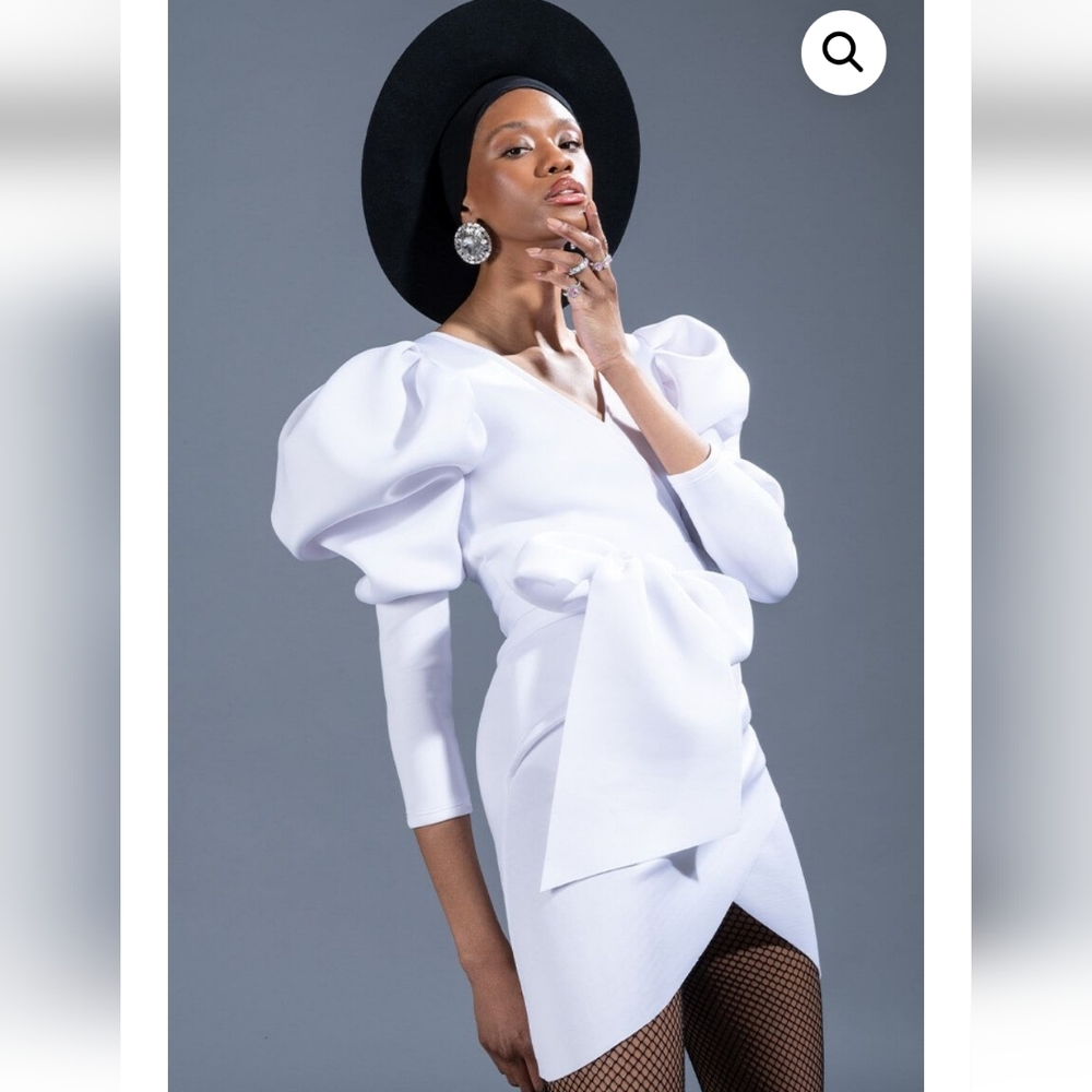 Women's PUFF SLEEVE MINI DRESS-W